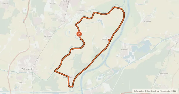 Kartenübersicht der Radroute Elbe-Ohre-Radweg