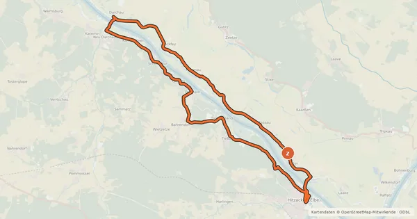 Kartenübersicht der Radroute Elbhöhen-Tour