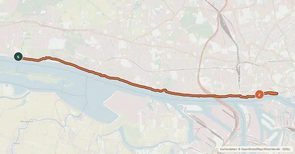 Kartenübersicht der Radroute Elbuferradweg