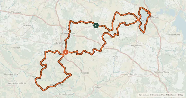 Kartenübersicht der Radroute Eldetal-Rundweg