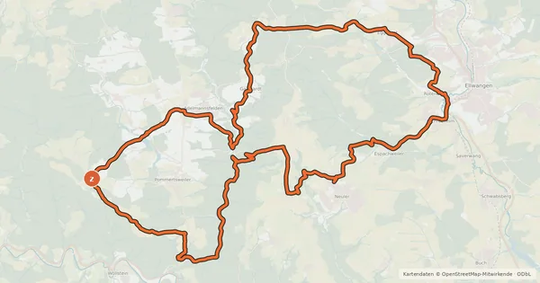 Kartenübersicht der Radroute Ellwanger Achter zur Hammerschmiede