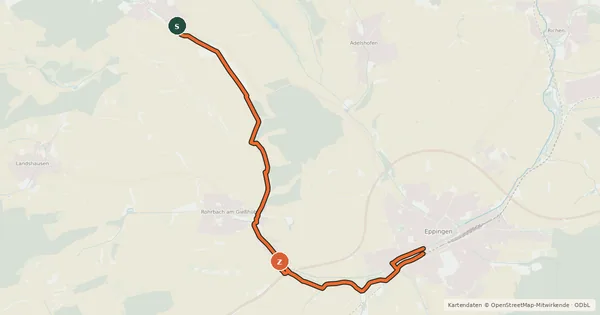 Kartenübersicht der Radroute Elsenstal Radweg