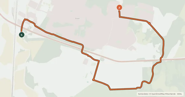 Kartenübersicht der Radroute Elstal (81) - Elstal (83) Südroute