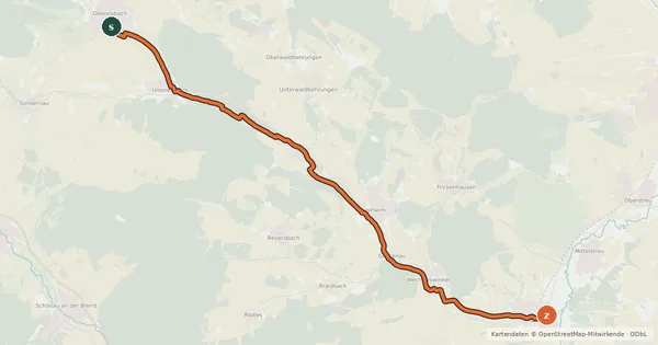 Kartenübersicht der Radroute Elstalradweg