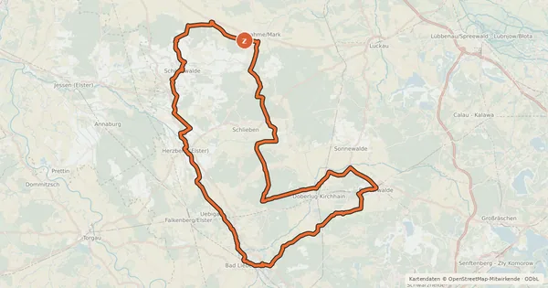 Kartenübersicht der Radroute Elsterradtour