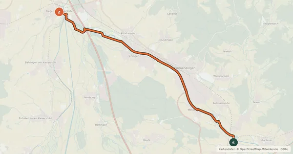 Kartenübersicht der Radroute Elzdamm-Radweg