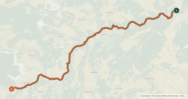 Kartenübersicht der Radroute Elztal-Radweg