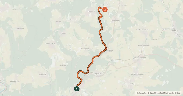 Kartenübersicht der Radroute Elztalradweg