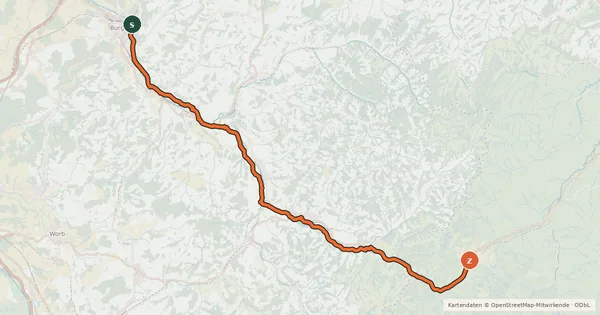 Kartenübersicht der Radroute Emmental–Entlebuch