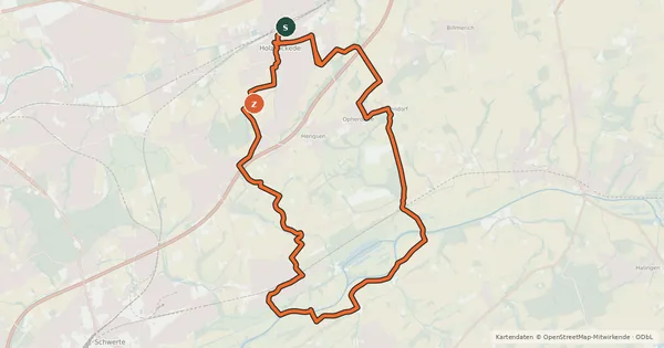 Kartenübersicht der Radroute Emscher-Ruhr-Tour