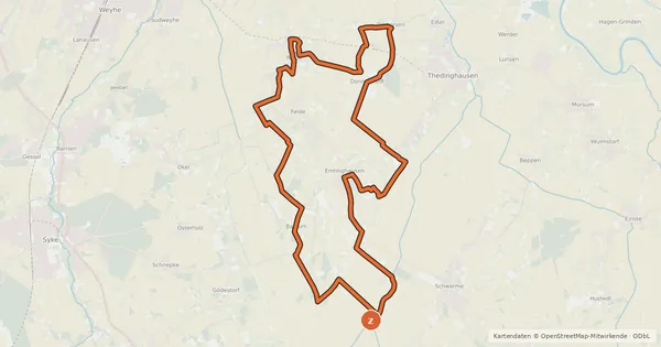 Kartenübersicht der Radroute Emtinghausen-Riede-Tour