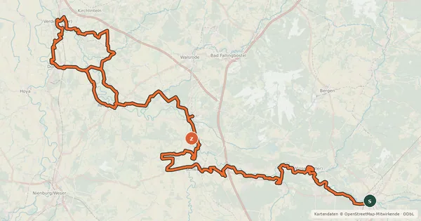 Kartenübersicht der Radroute Energieroute Radweg