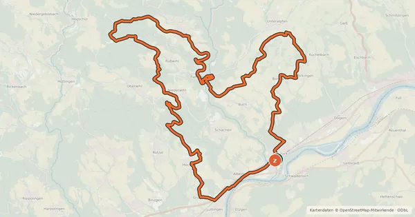 Kartenübersicht der Radroute enjoy&bike Albbruck
