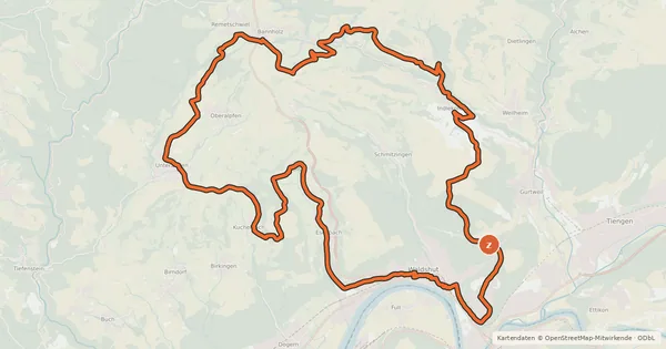 Kartenübersicht der Radroute enjoy&bike Waldshut-Tiengen