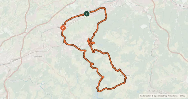 Kartenübersicht der Radroute ENnepe-Runde