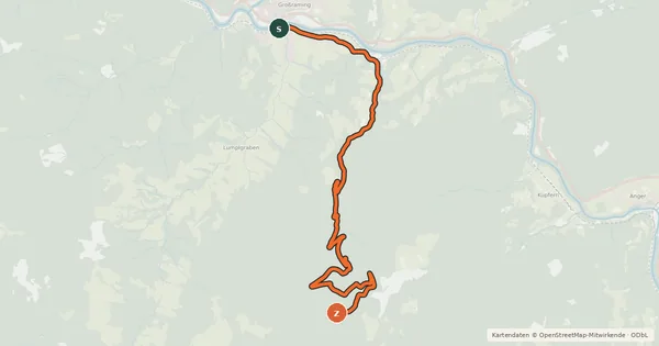Kartenübersicht der Radroute Ennser Hütte MTB