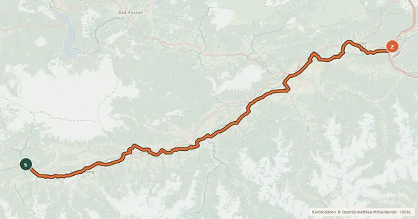 Kartenübersicht der Radroute Ennsradweg (Steiermark Abs. West)