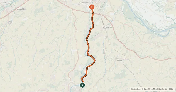 Kartenübersicht der Radroute Ennstalweg