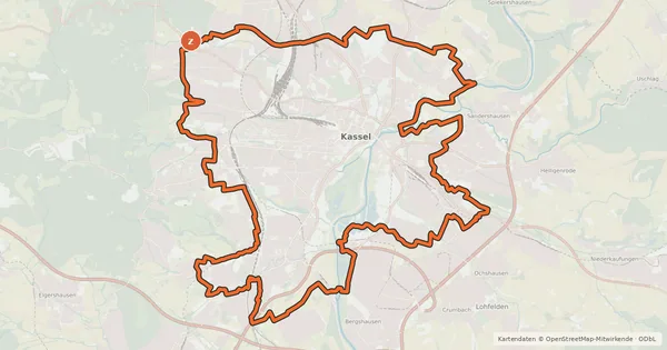 Kartenübersicht der Radroute Entdecker-Runde Kassel