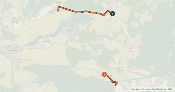 Kartenübersicht der Radroute Entlang der Heidekrautbahn Route 1