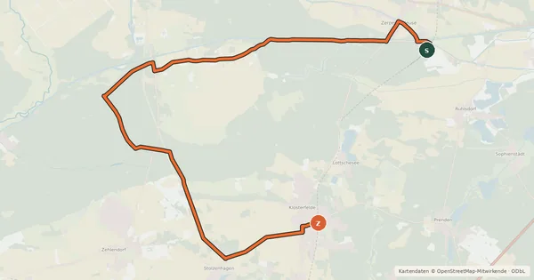 Kartenübersicht der Radroute Entlang der Heidekrautbahn Route 4