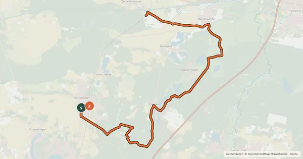 Kartenübersicht der Radroute Entlang der Heidekrautbahn Route 5