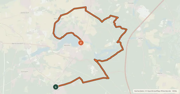 Kartenübersicht der Radroute Entlang der Heidekrautbahn Route 6