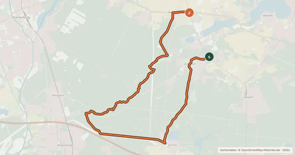 Kartenübersicht der Radroute Entlang der Heidekrautbahn Route 7