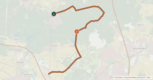 Kartenübersicht der Radroute Entlang der Heidekrautbahn Route 8