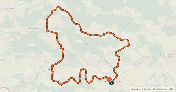 Kartenübersicht der Radroute Enz-Metter-Tour