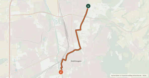 Kartenübersicht der Radroute eRadschnellweg Göttingen