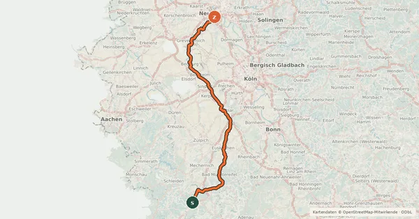 Kartenübersicht der Radroute Erftradweg