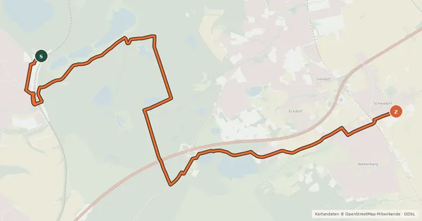 Kartenübersicht der Radroute Erftstadt (69) - Brühl (73)