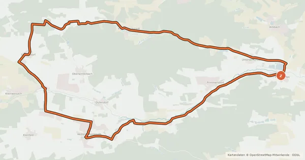 Kartenübersicht der Radroute ERH1 Radrundwanderweg