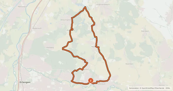 Kartenübersicht der Radroute ERH7 Radrundweg