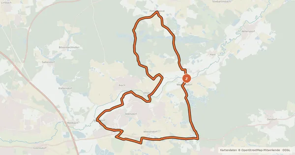 Kartenübersicht der Radroute Erlangen-Höchstadt Radrundwanderweg 3