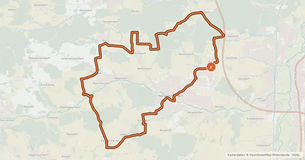Kartenübersicht der Radroute Erlangen-Höchstadt Radrundwanderweg 5