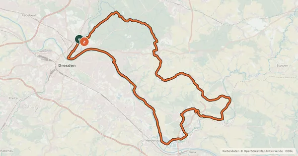 Kartenübersicht der Radroute Erlebnisregion Dresden Route 3