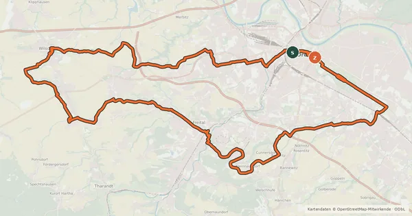 Kartenübersicht der Radroute Erlebnisregion Dresden Route 6