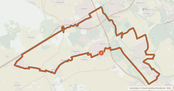 Kartenübersicht der Radroute Erlebnisroute Kerpen