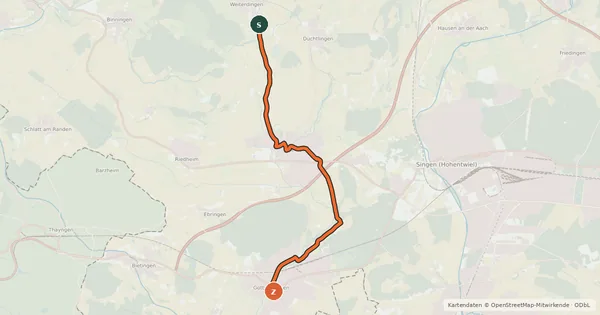Kartenübersicht der Radroute Erlebnistour 15a