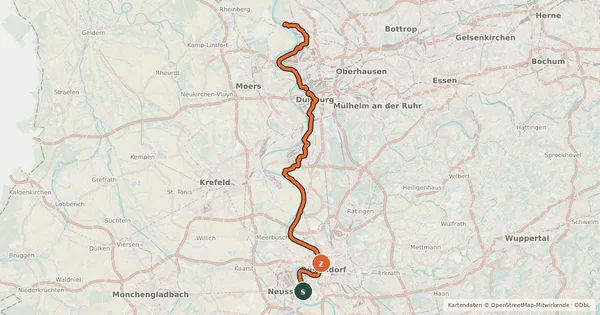 Kartenübersicht der Radroute Erlebnisweg Rheinschiene (Ost (Nord))