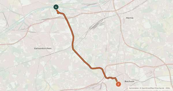 Kartenübersicht der Radroute Erzbahntrasse