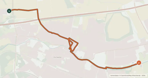 Kartenübersicht der Radroute Eschweiler (81) - Eschweiler (83)