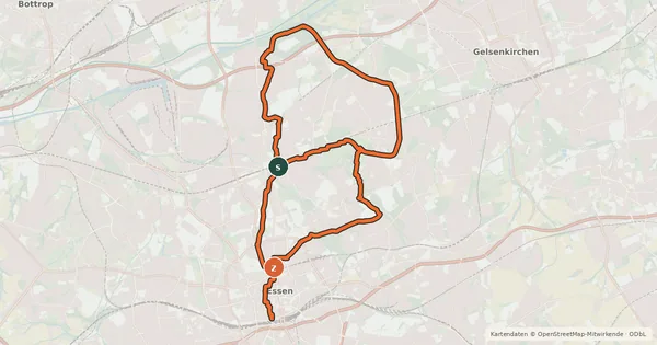 Kartenübersicht der Radroute Essen erfahren - Route Nord