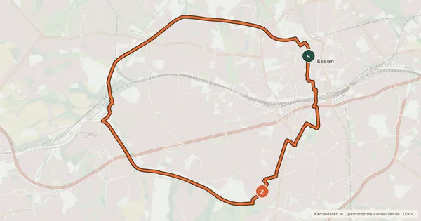 Kartenübersicht der Radroute Essen erfahren - Route West