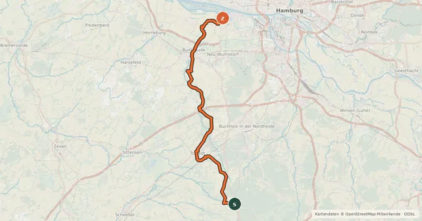 Kartenübersicht der Radroute Este-Radweg