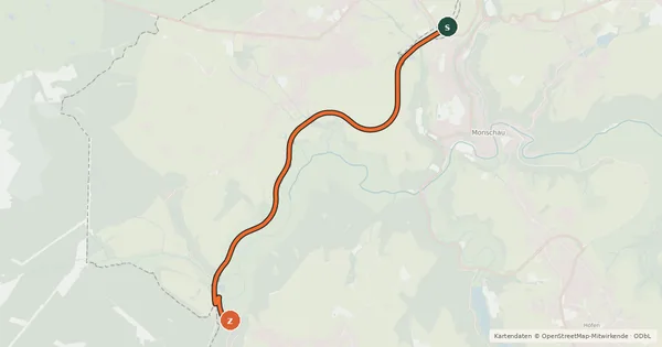 Kartenübersicht der Radroute Eupen (27) - Monschau (30)