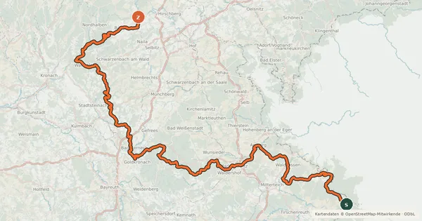 Kartenübersicht der Radroute Euregio-Egrensis-Radfernweg [DE-BY (Bayern)]