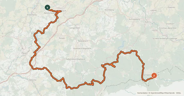 Kartenübersicht der Radroute Euregio-Egrensis-Radfernweg [DE-SN (Sachsen)]